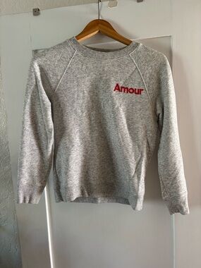 J. Crew Amour Embroidered Grey Crewneck Sweatshirt